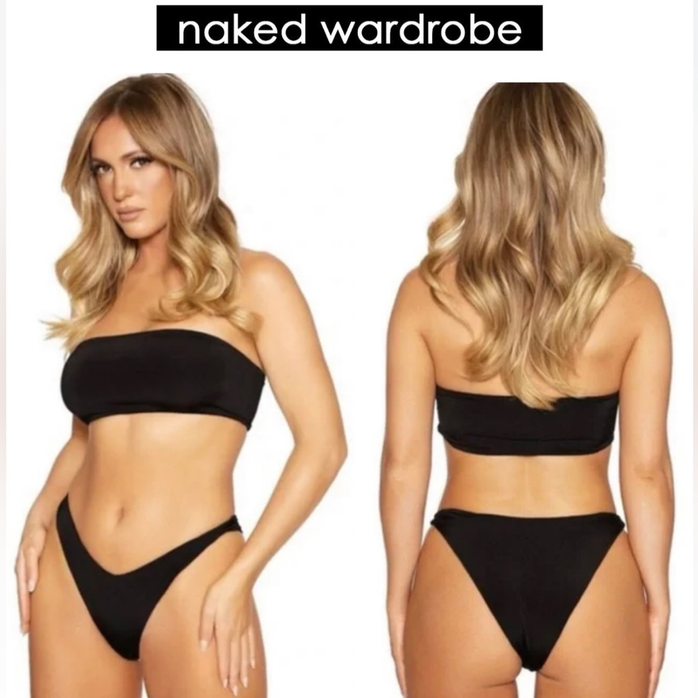 🆕 NWT Naked Wardrobe | Bandeau Bae 2 Piece Strapless Bikini Set | Black